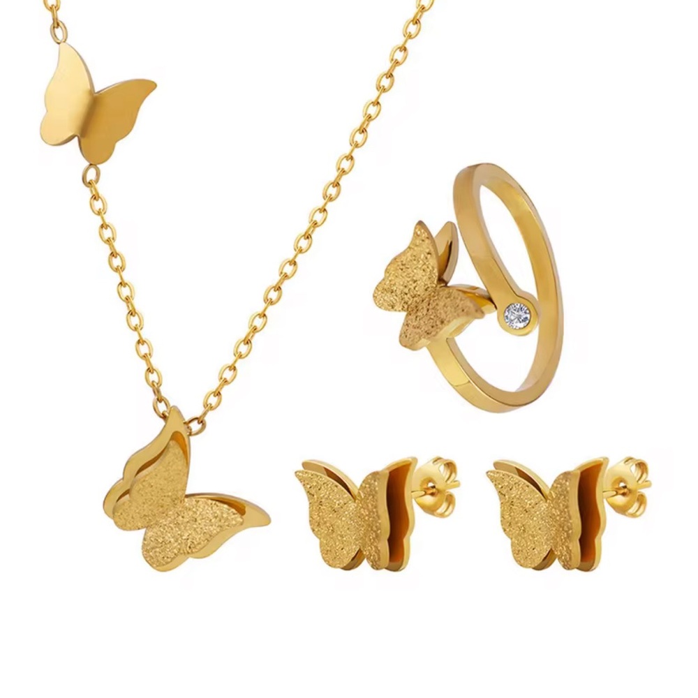 Gold Butterfly Jewelry Set